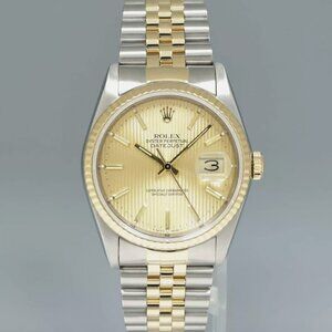 MINT Rolex DateJust Two Tone Yellow Gold 36mm Champagne Watch With Box